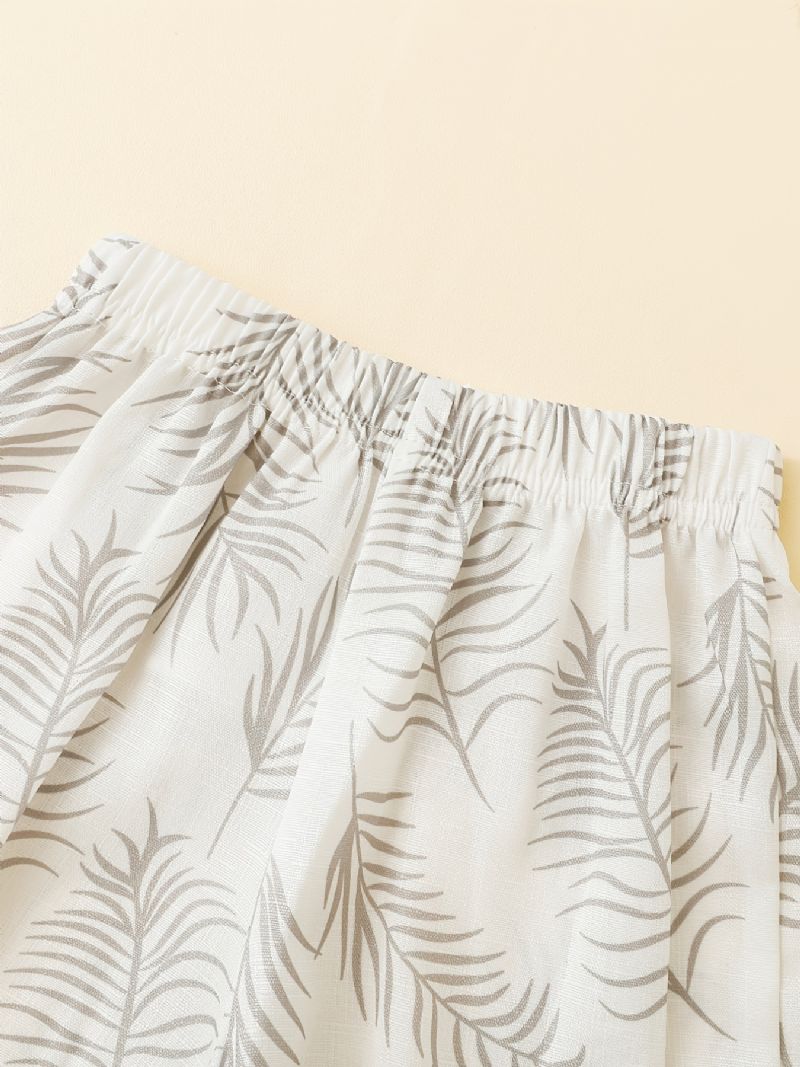 Pojkar Plant Print Kortärmad Skjorta Med Fickor + Shorts Set Pyjamas Barnkläder