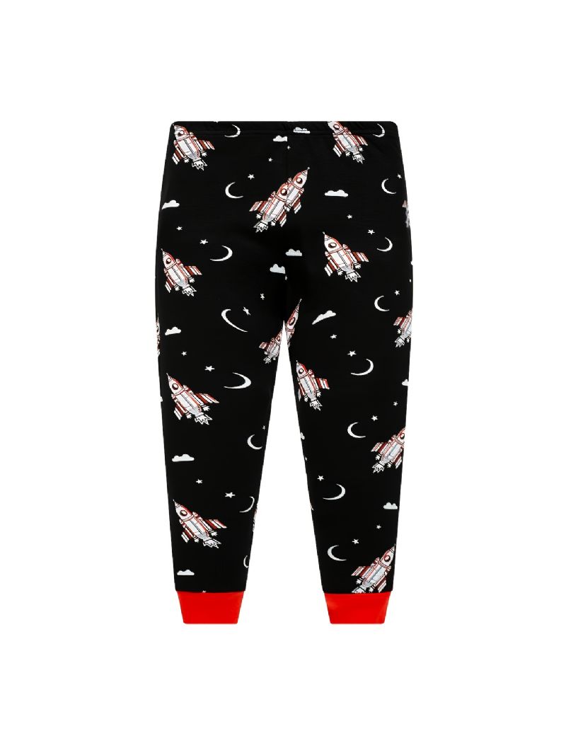 Pojkar Pyjamas Rocket Print Glow-in-the-dark Rundhalsad Långärmad Topp Och Byxa Set