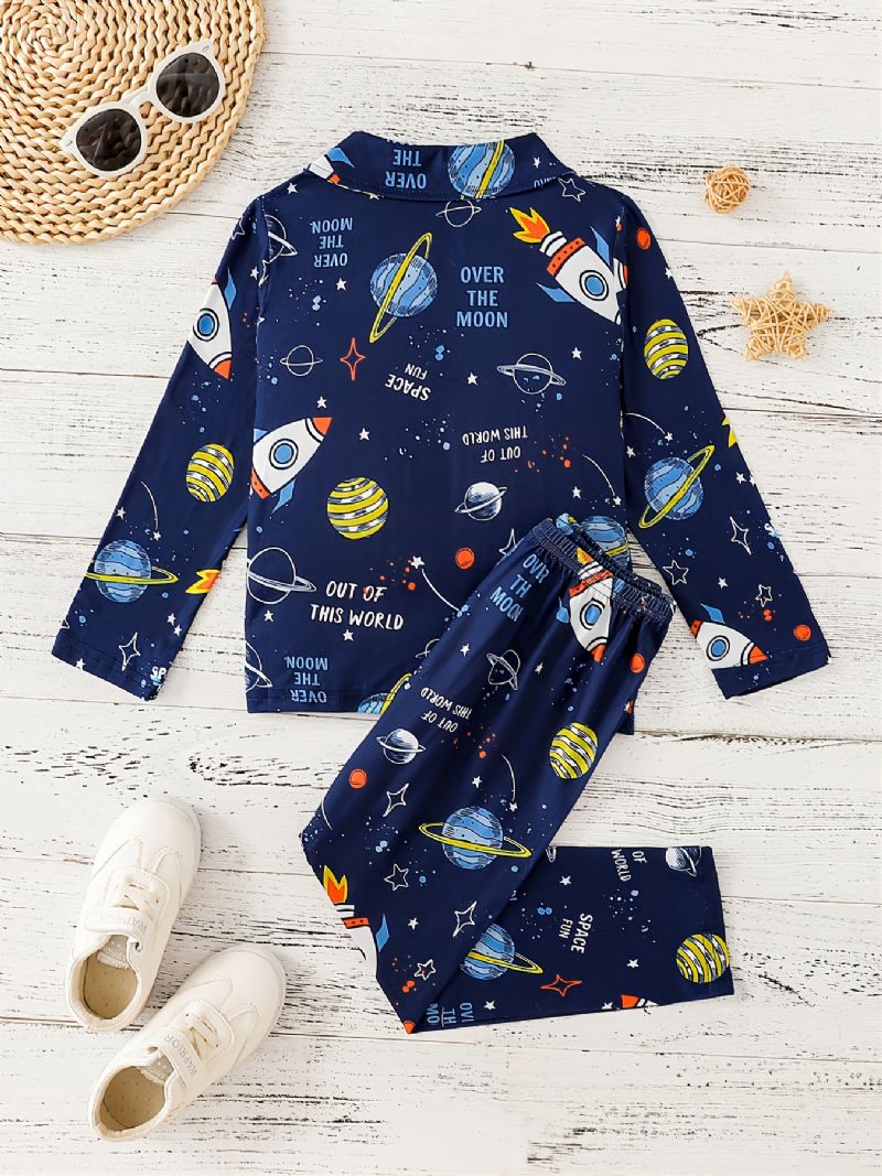 Pojkar Raketer & Planet Printing Långärmad Pyjamas Set