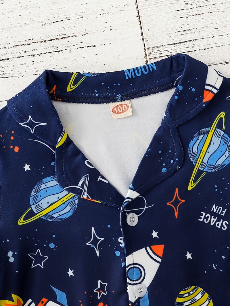 Pojkar Raketer & Planet Printing Långärmad Pyjamas Set