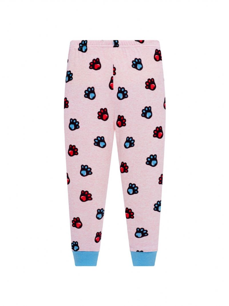 Popshion 2st Flickor Katt Aniaml Tecknat Mönster Topp & Tasstryck Pyjamas Byxor Set