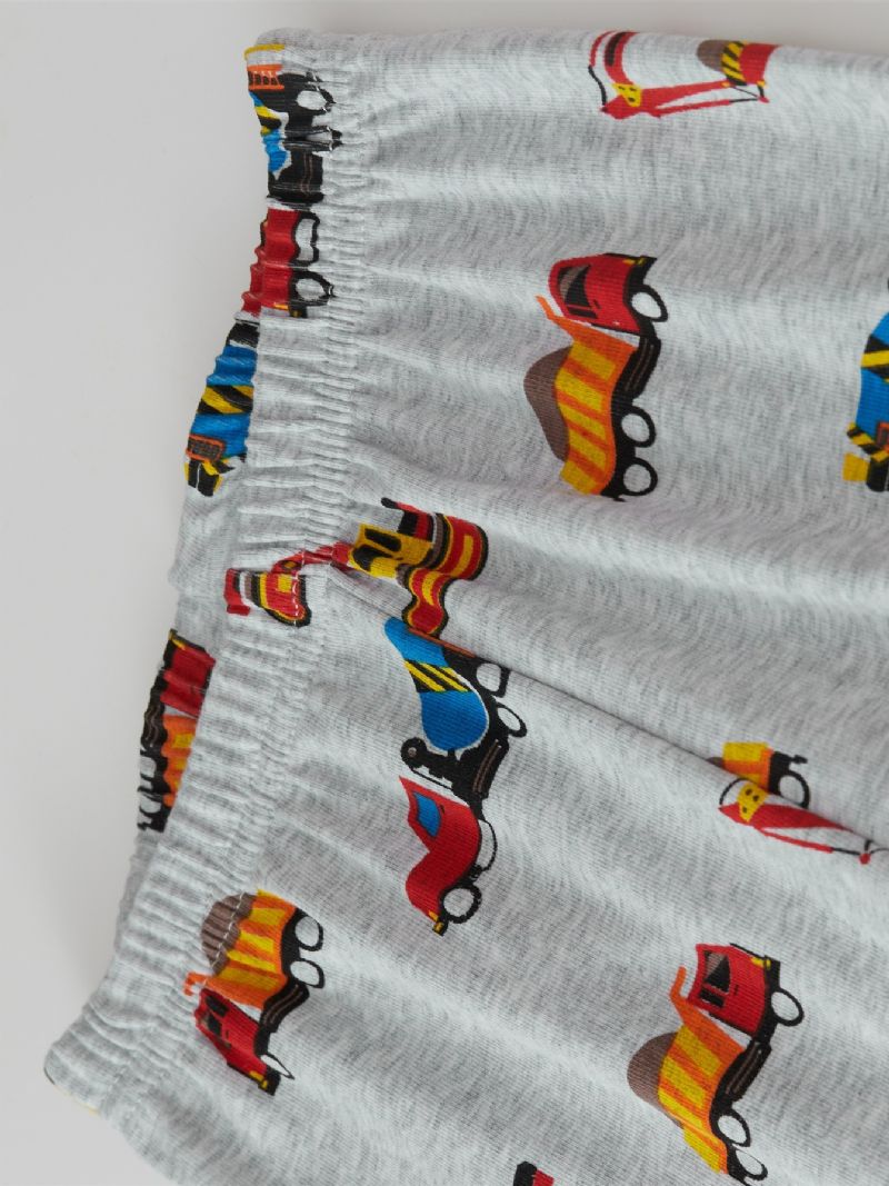 Popshion 2st Pojkar Grävmaskin Print Cartoon Car Pyjamas Set