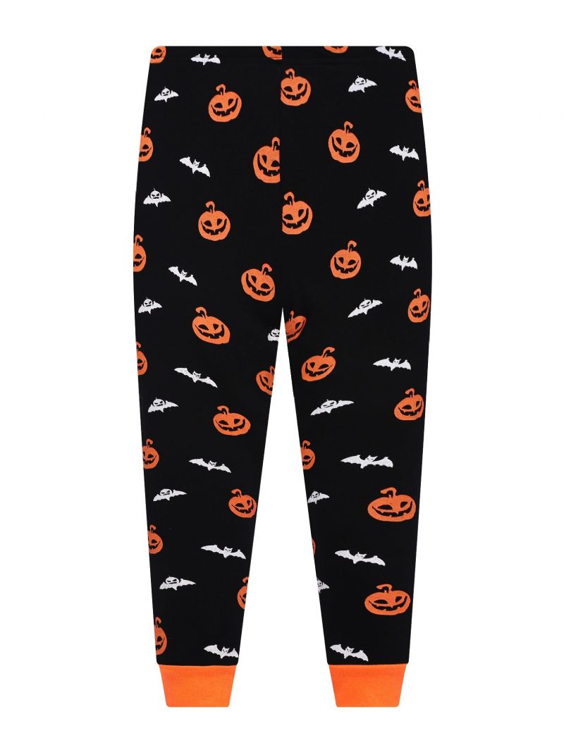 Popshion 2st Pojkar Halloween Fluorescerande Tecknad Dinosaurie Glödande Skelettben Långärmad Pyjamas Bomullsdräkt