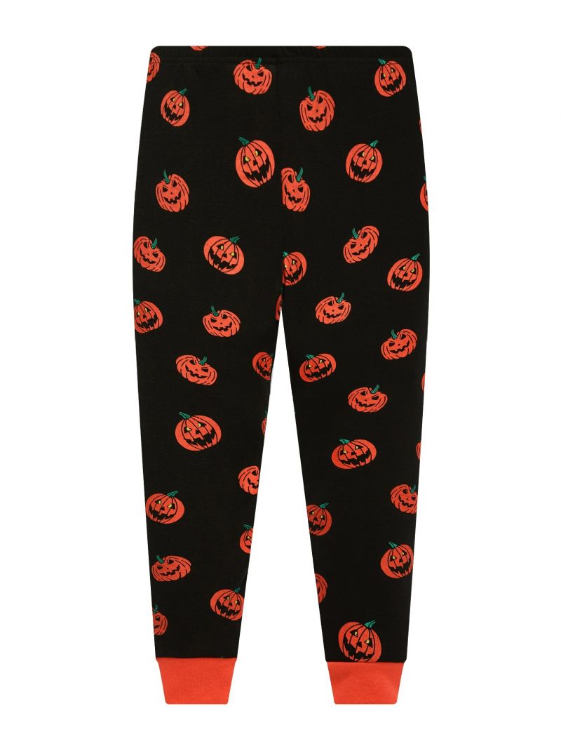 Popshion 2st Pojkar Halloween Tecknad Pumpa Skalle Långärmad Pyjamas Bomullsdräkt