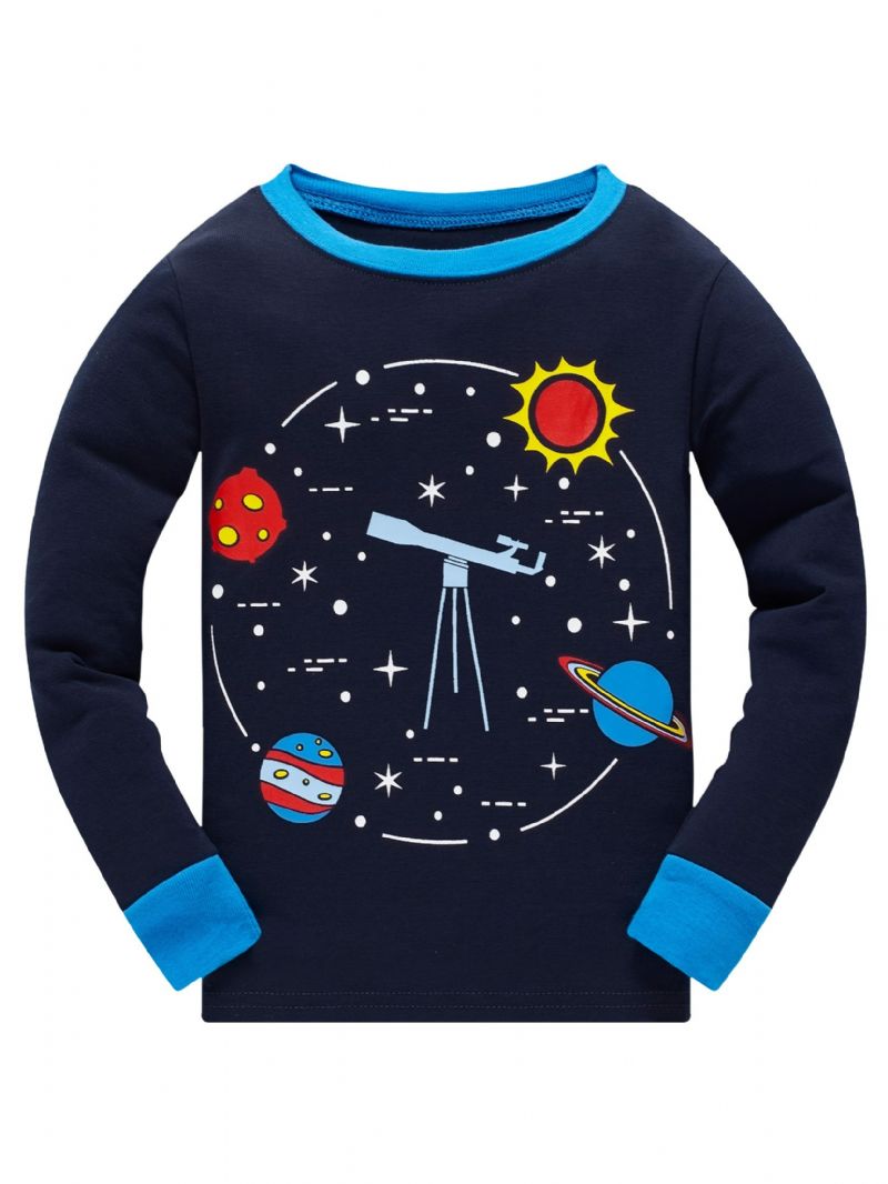 Popshion 2st Pojkar Starry Sky Cosmic Planet Långärmad Pyjamas Bomullsdräkt