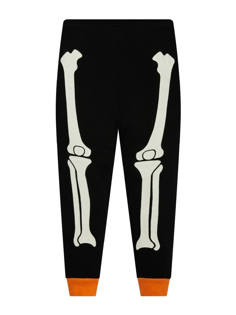 Popshion 2st Småbarn Barn Pyjamas Glow In Dark Halloween Skeleton Cotton Sovkläder Set Pojkar Fluorescerande Elf Skull Spindelnät Långärmad Bomullsdräkt