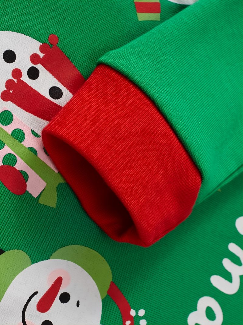 Popshion Barn Julpyjamas Bomull Långärmad Snowman Jul Pjs Set Xmas Holiday Kläder