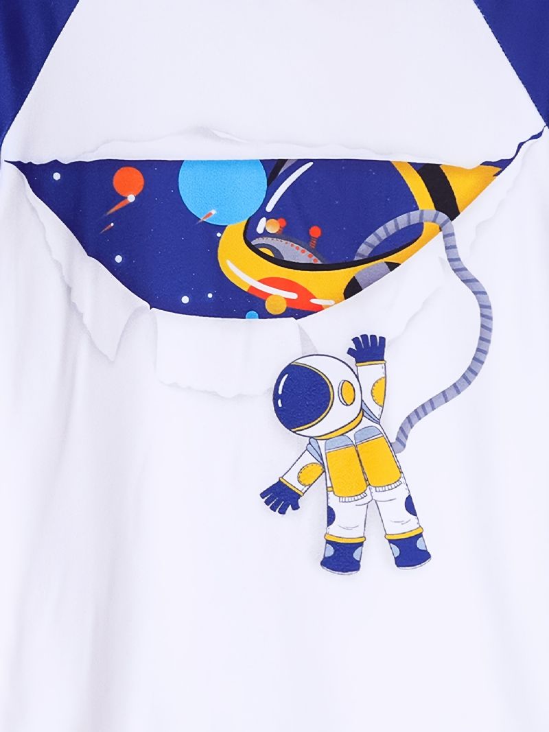 Pyjamas Familjekläder För Pojkar Astronauttryck Rundhalsad Kortärmad T-shirt & Shorts Set Barnkläder