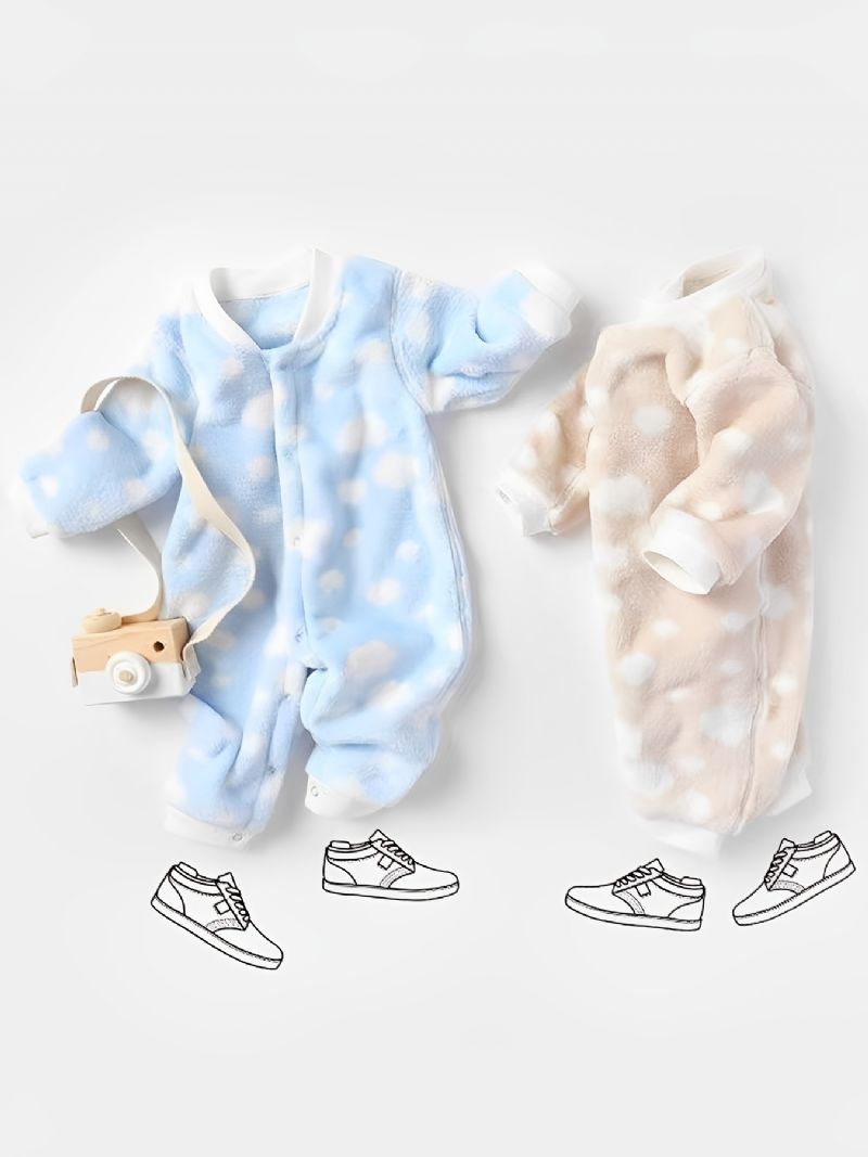 Småbarn Bebis Fleece Söt Mjuk Varm Pyjamas Jumpsuit