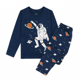 Småbarn Bebis Pojkar Flickor Söt Cartoon Pattern Pyjamas Set Höst / Vinter