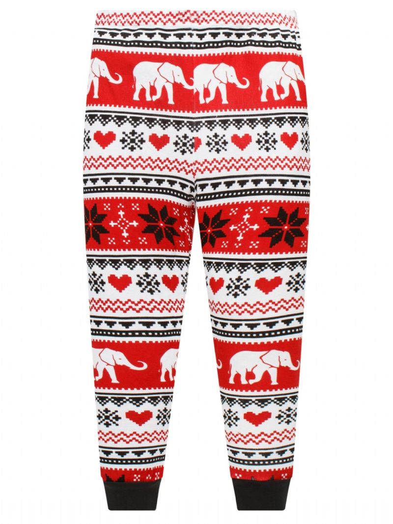 Småbarn Flickor Pojkar 2st Snowflake Elephant Pattern Christmas Pyjamas Byxa Set