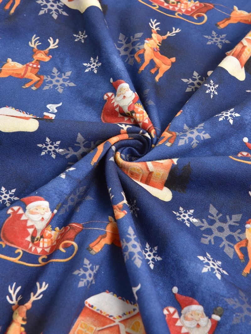 Tecknad Santa Älg House Pattern Christmas Pyjamas Familjen