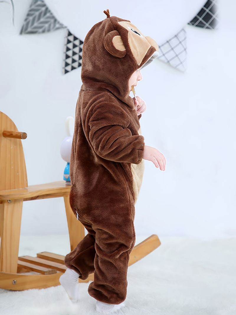 Toddler Bebis Fleece Huva Romper Cosplay Jumpsuit För Pojkar Flickor Bebiskläder Vinter Ny