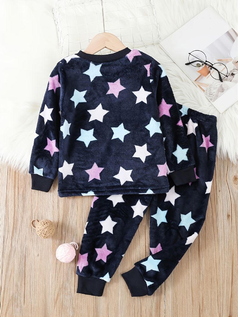 Toddler Flickor Flanell Star Pattern Pyjamas Pullover Byxor