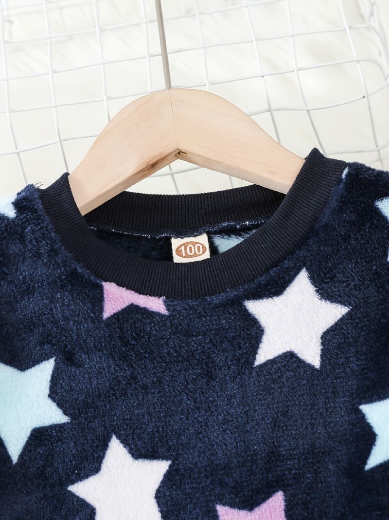 Toddler Flickor Flanell Star Pattern Pyjamas Pullover Byxor