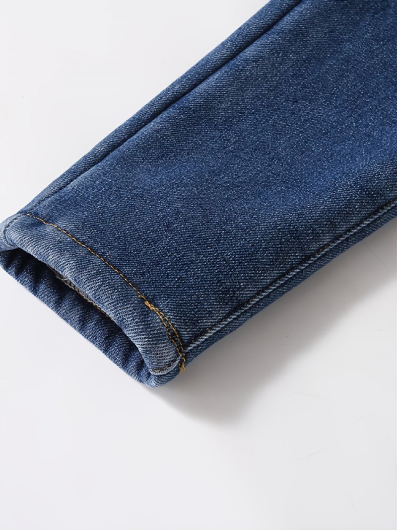 1 St Pojkar Casual Fleece Thermal Denim Jeans För Vintern