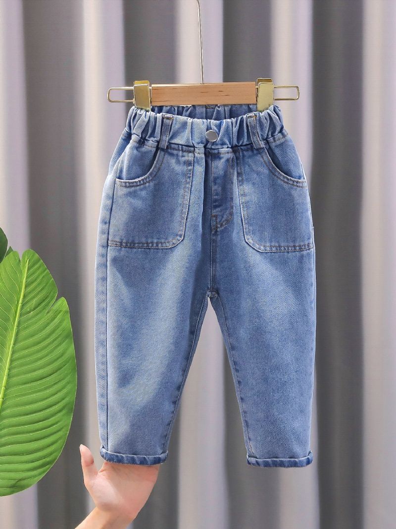 1st Pojkar Blå Casual Denim Jeans Med Ficka För Vintern