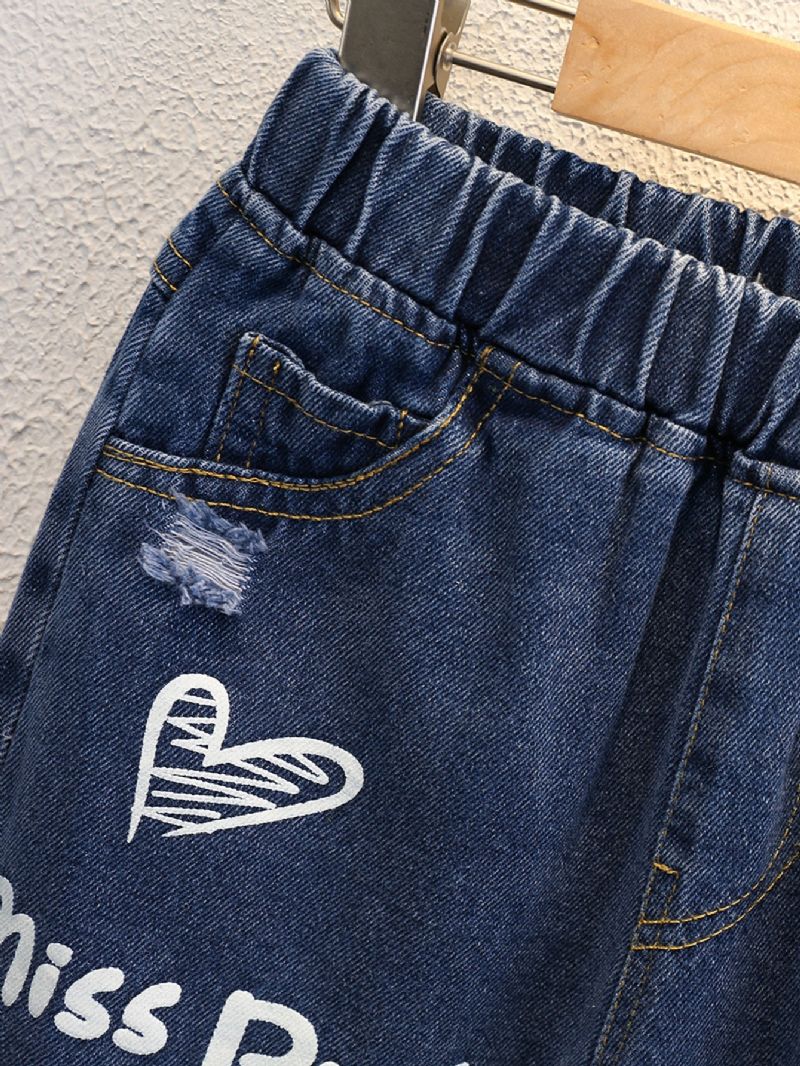 2023 Höst Vinter Nya Barn Print Denim Casual Jeans