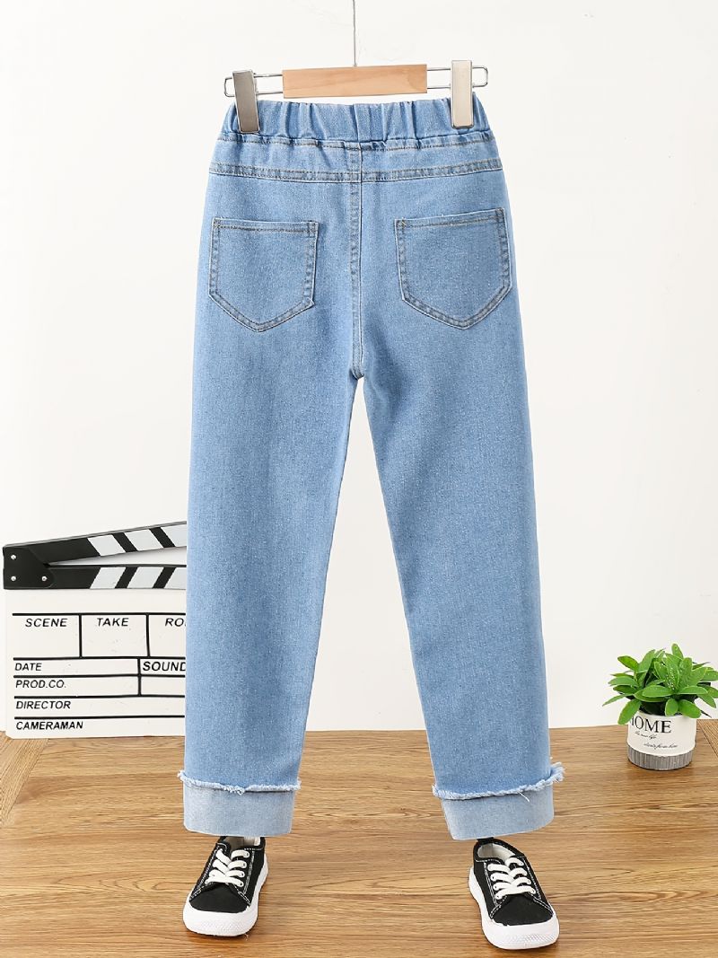 Barn Flickor Casual Denim Cartoon Bear Print Jeans Vår Höst