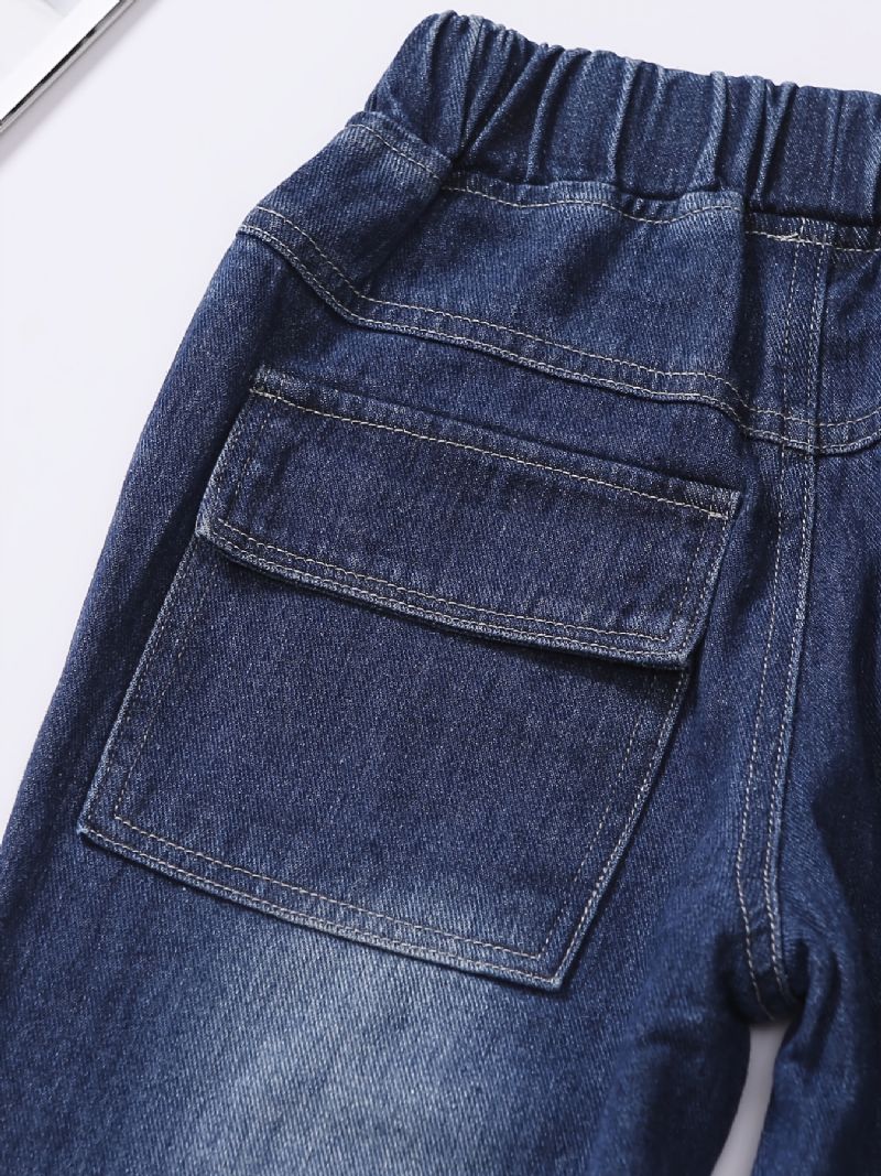 Barn Pojkar Jeans Casual Enfärgade Byxor Barnkläder