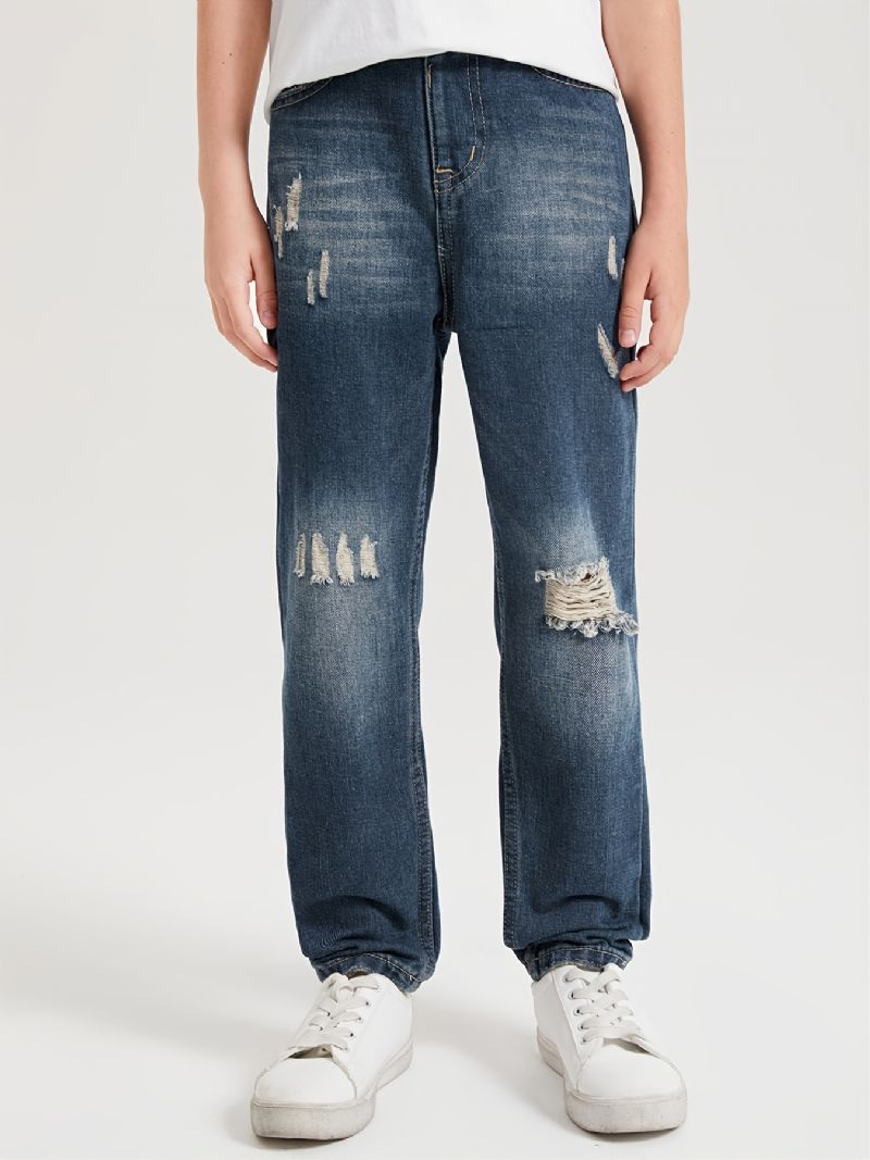 Barn Pojkar Ripped Denim Casual Mode Jeans