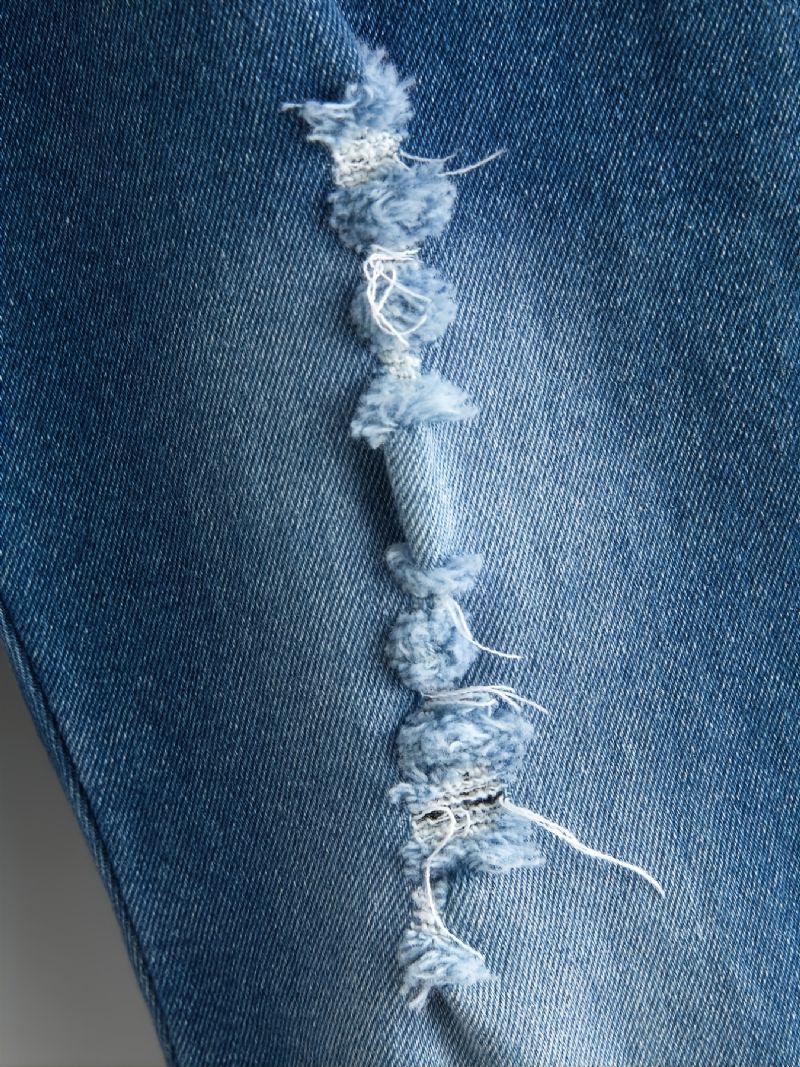 Barns Bebis Flickor Ripped Jeans Elastiska Midja Byxor Barnkläder