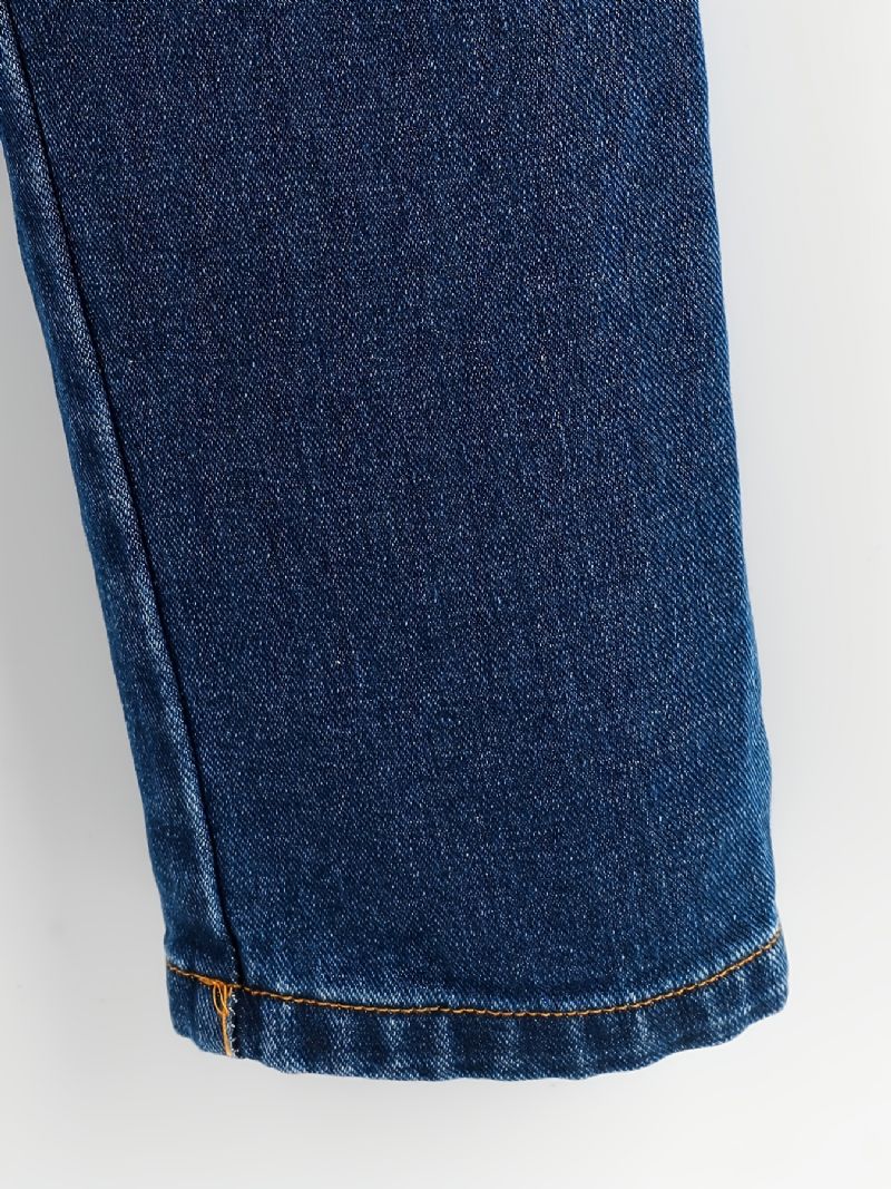 Barns Flickor Fit Jeans Casual Enfärgad Elastiska Midja Byxor Barnkläder