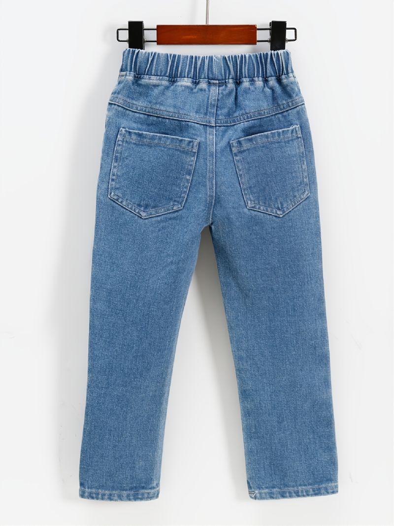 Barns Flickor Jeans Casual Enfärgad Rosett Bälte Byxor Barnkläder