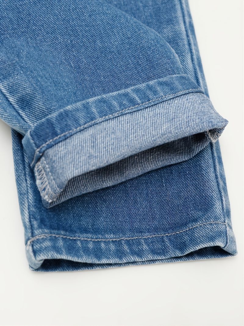 Barns Flickor Jeans Casual Enfärgad Rosett Bälte Byxor Barnkläder