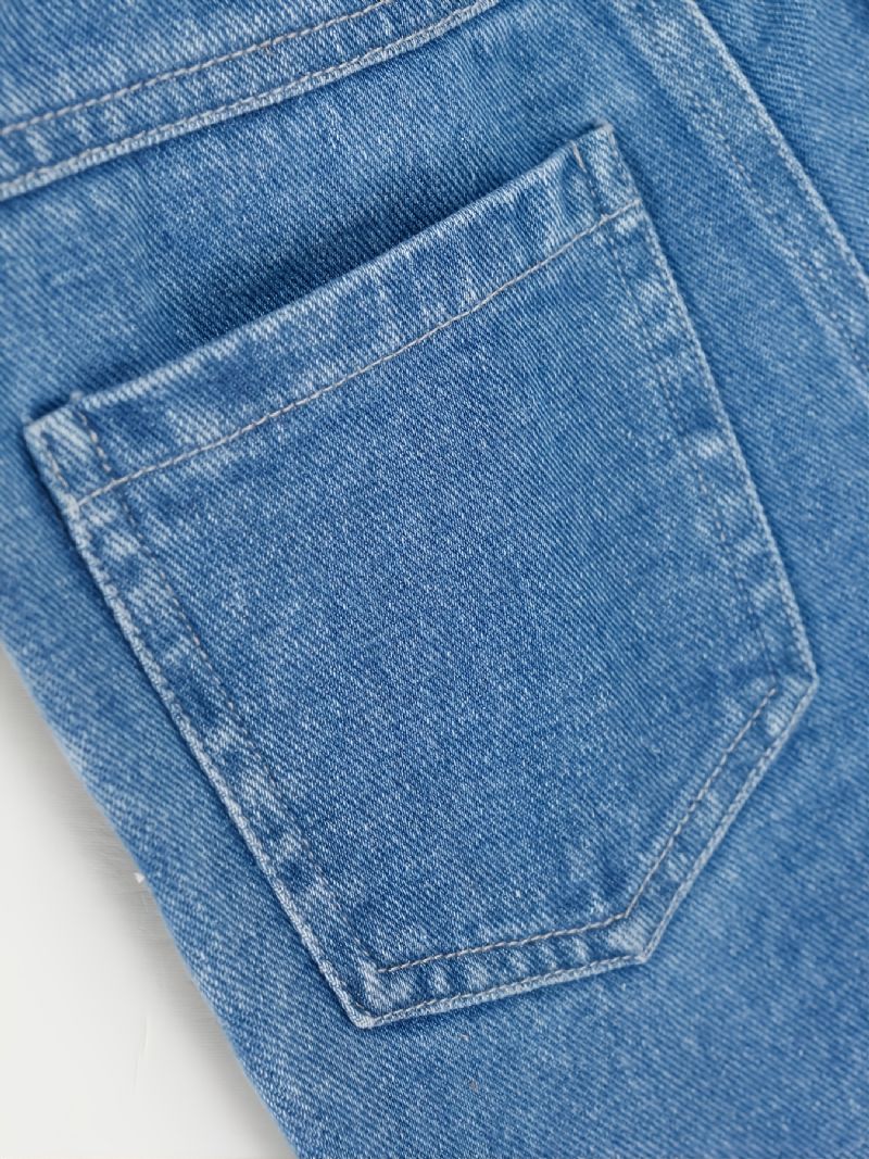 Barns Flickor Jeans Casual Enfärgad Rosett Bälte Byxor Barnkläder