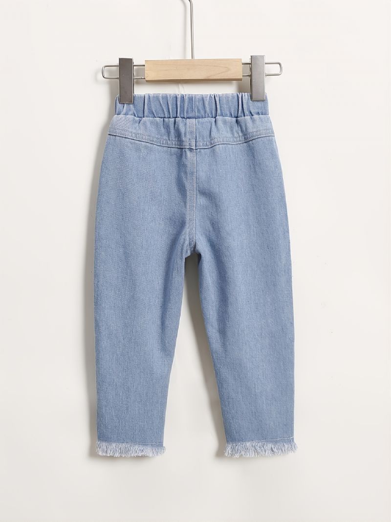 Bebis Flickor Casual Jeans Hjärta Broderi Byxor Barnkläder