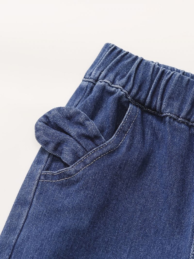 Bebis Flickor Jeans Barn Elastisk Midja Kanin Broderade Joggingbyxor