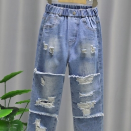 Bebis Flickor Ripped Jean Distressed Jeansbyxor