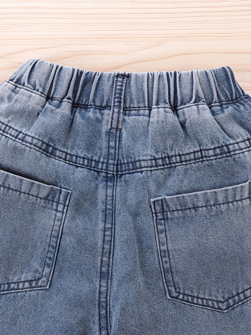 Casual Jeans Med Broderade Hjärtan För Barn