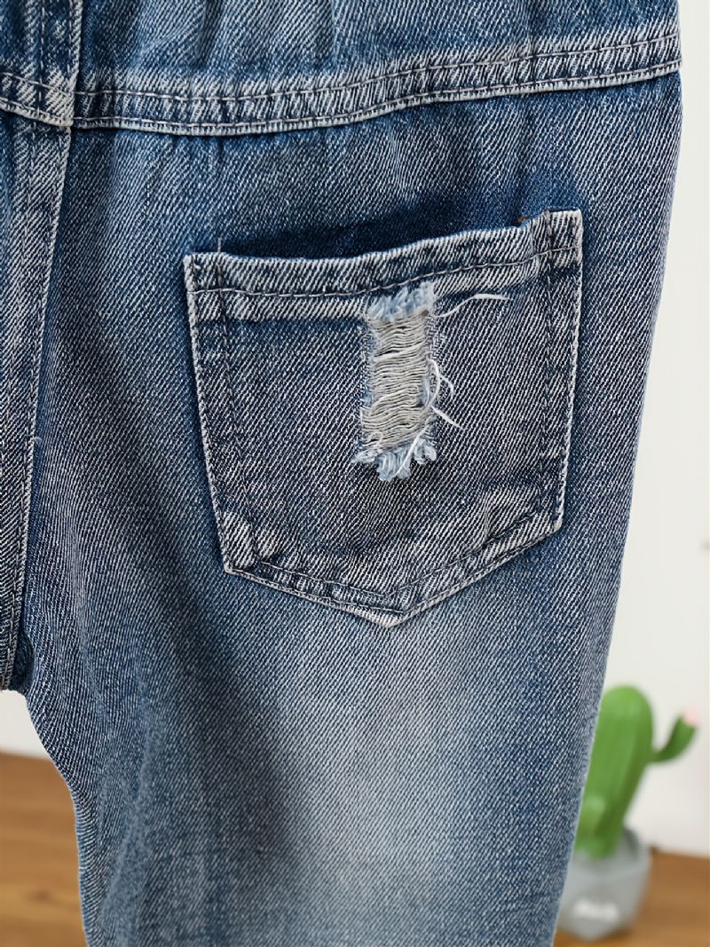 Denim Casual Ripped Jeans För Barn Vår Höst