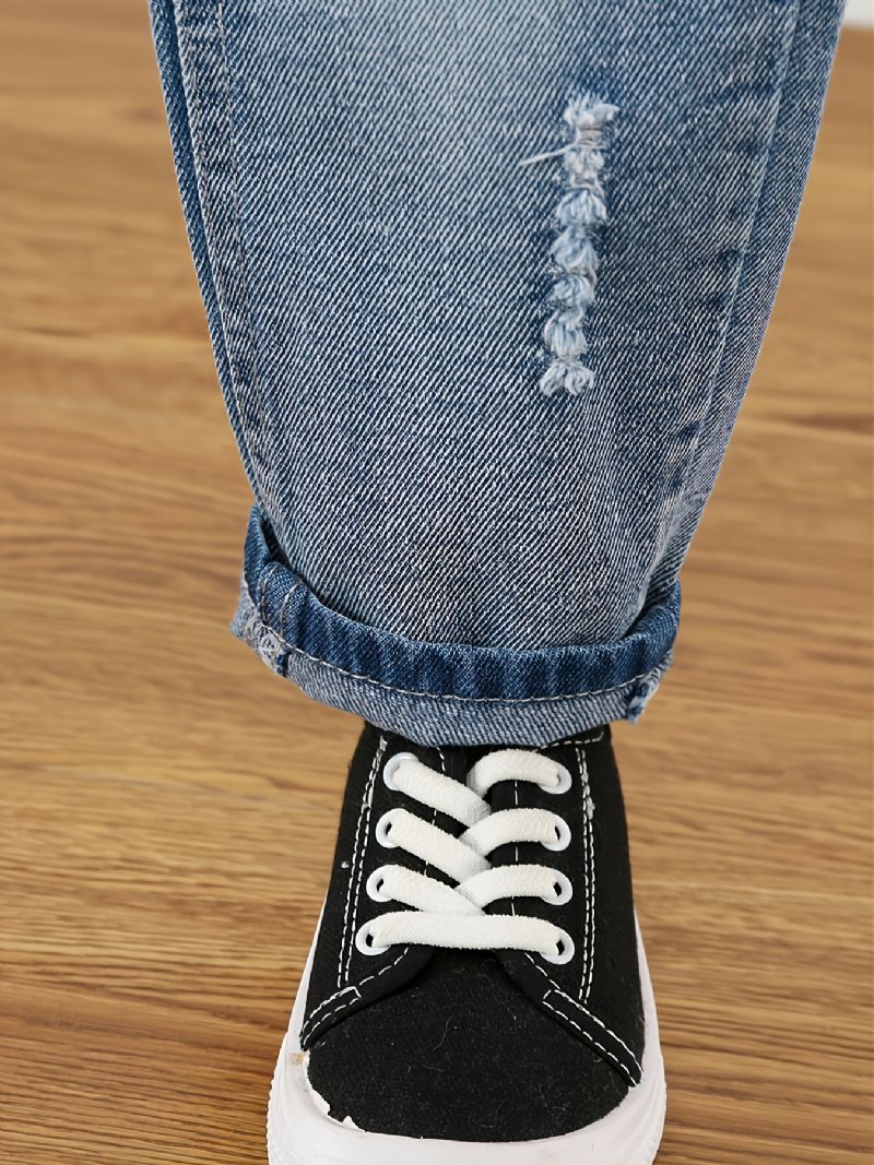 Denim Casual Ripped Jeans För Barn Vår Höst