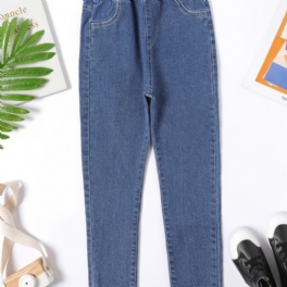 Enkelt Mode Jeansbyxor För Flickor Casual Jeans