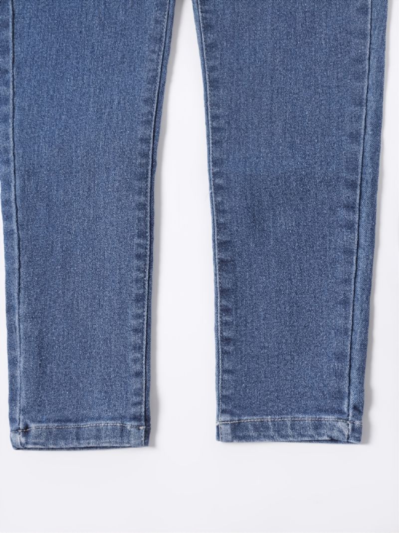 Enkelt Mode Jeansbyxor För Flickor Casual Jeans