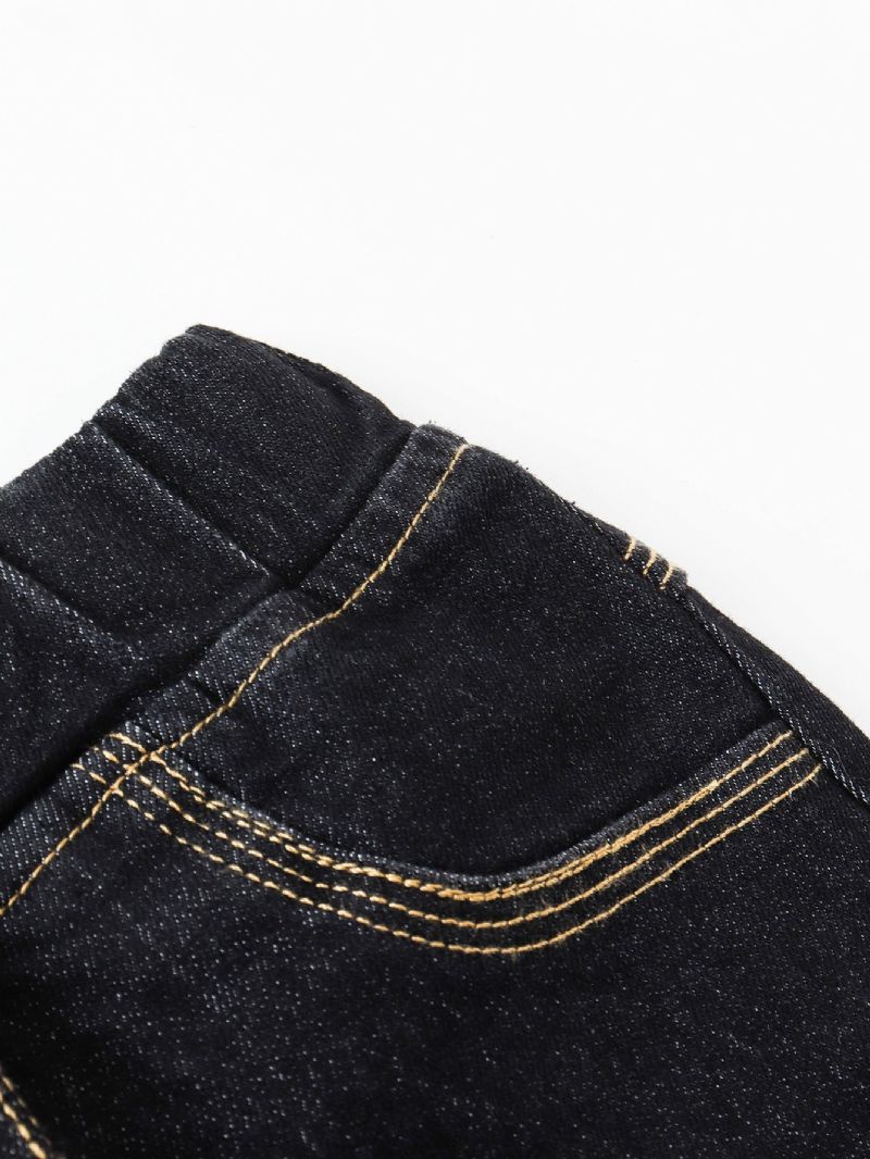 Enkla Enfärgade Svarta Jeans För Barn