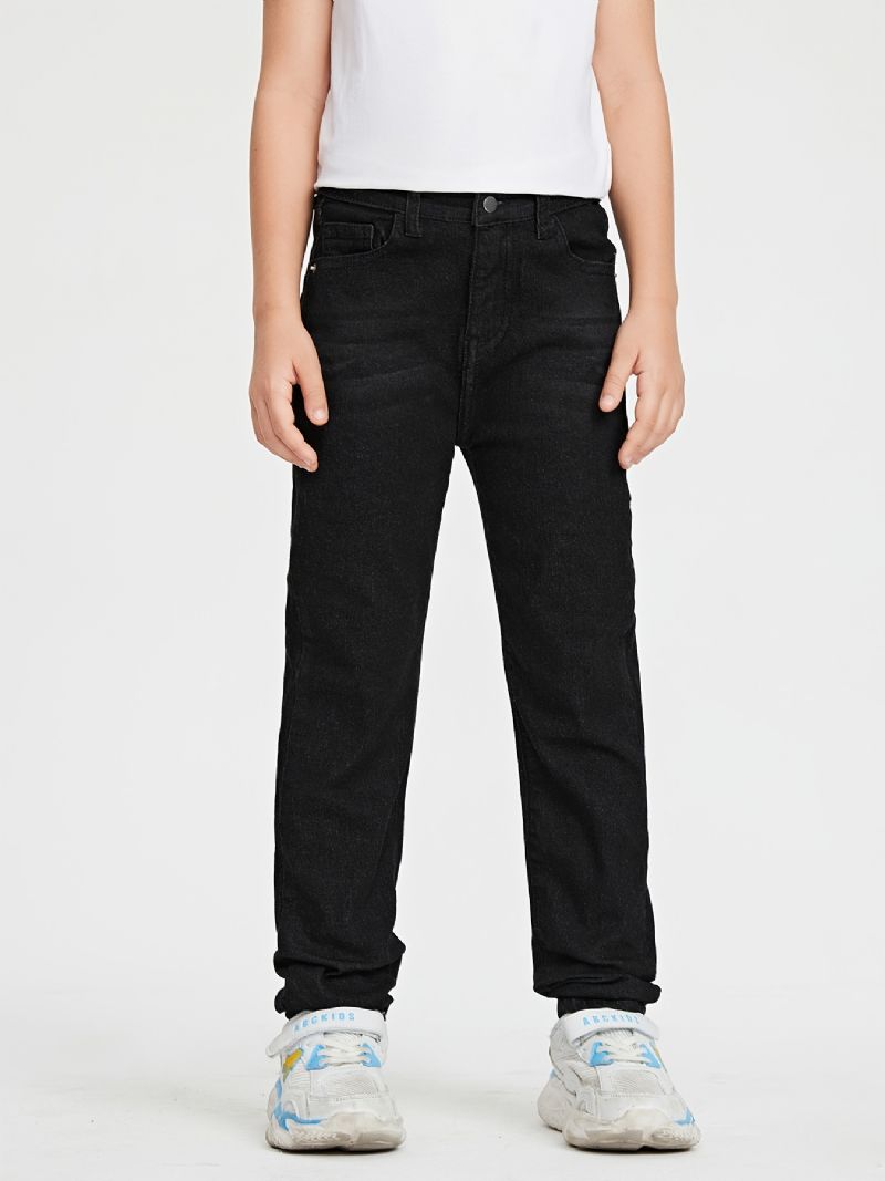 Flickor Casual Basic Solid Svart Jeans För Vintern