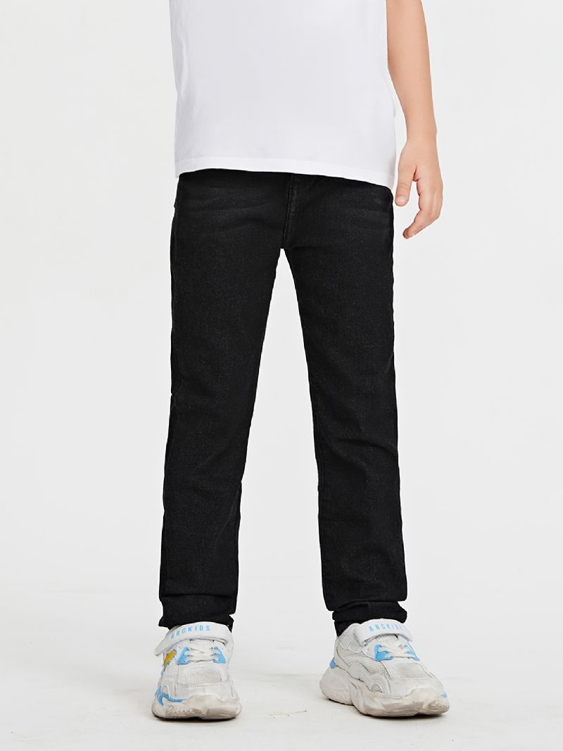 Flickor Casual Basic Solid Svart Jeans För Vintern