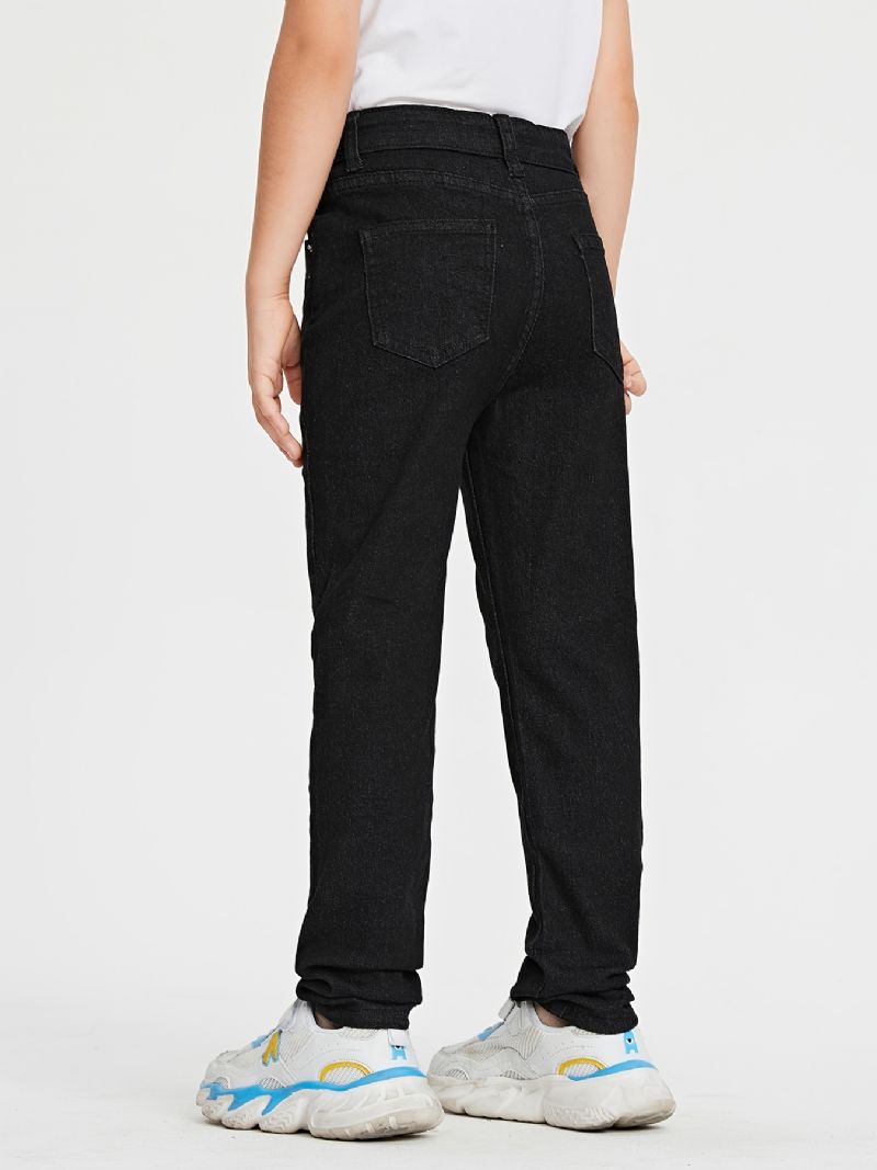 Flickor Casual Basic Solid Svart Jeans För Vintern