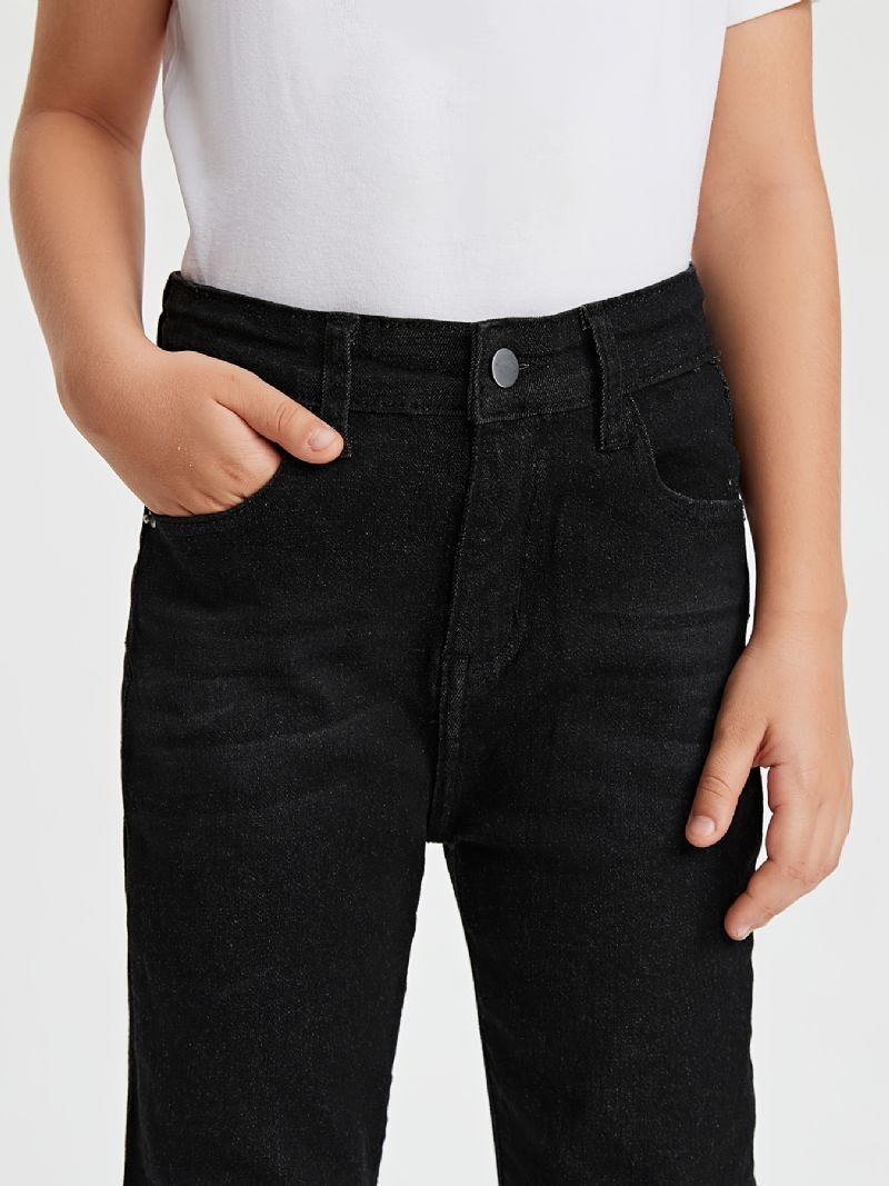 Flickor Casual Basic Solid Svart Jeans För Vintern