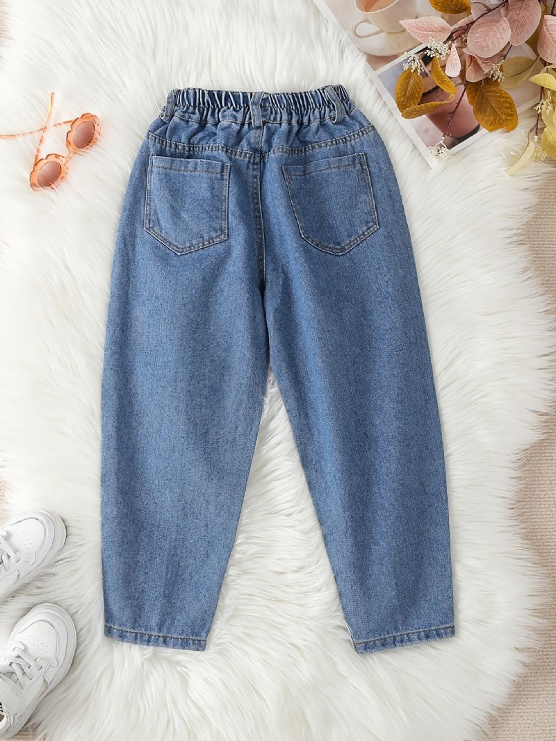 Flickor Casual Enkel Vintage Jeans Med Fickor För Vintern