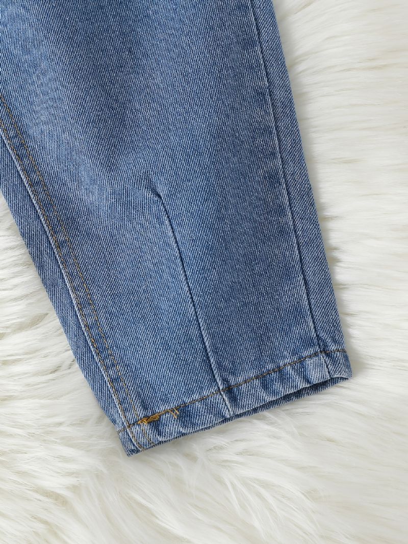 Flickor Casual Enkel Vintage Jeans Med Fickor För Vintern