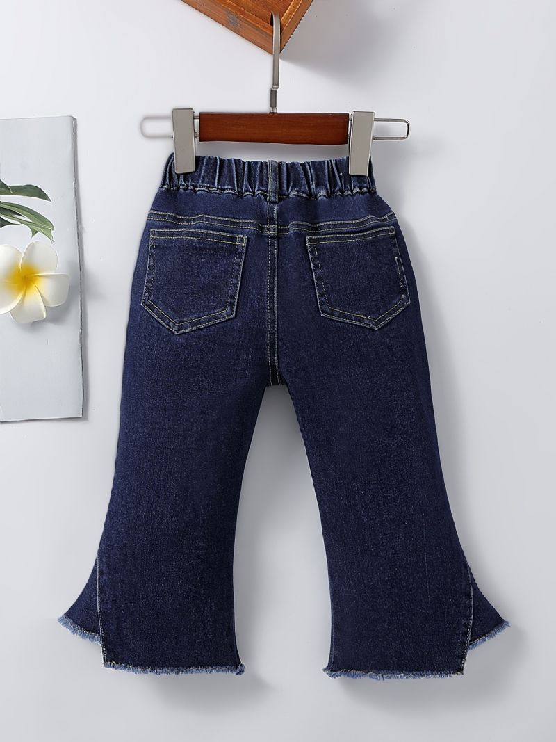 Flickor Casual Enkla Utsvängda Jeansjeans Med Resår I Midjan För Vintern