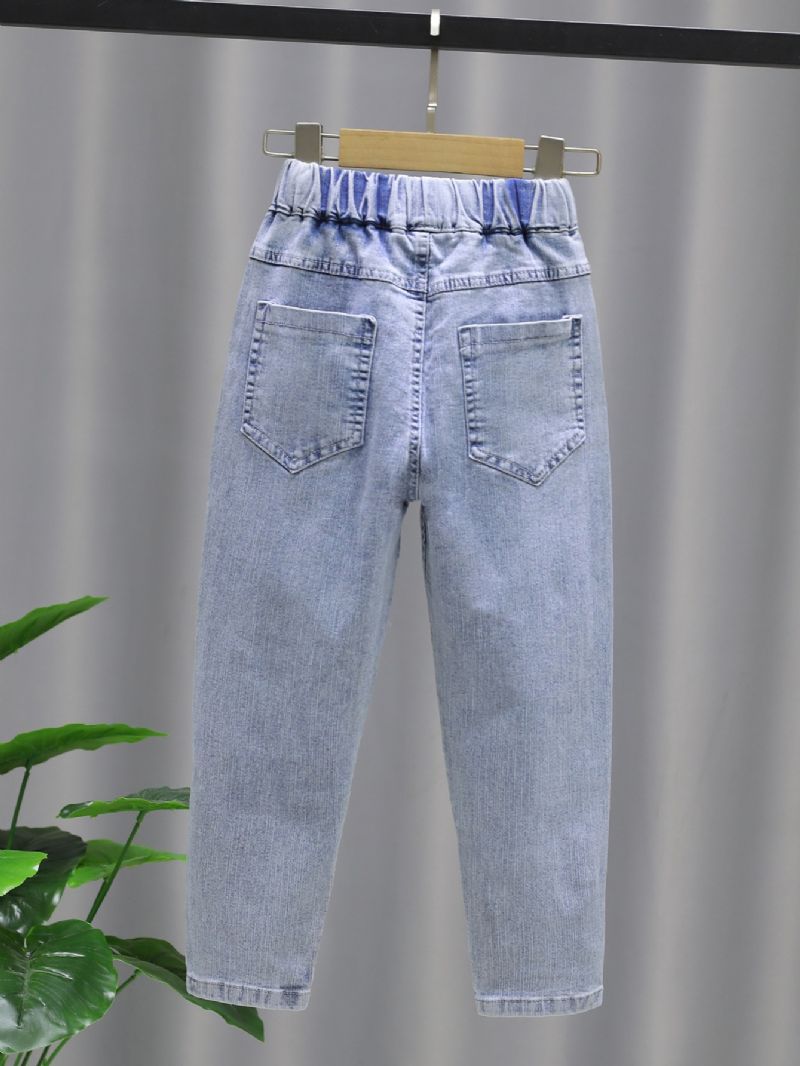 Flickor Casual Mode Solid Patched Jeans