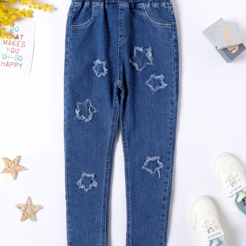 Flickor Casual Modeabla Geometriska Mönster Jeans