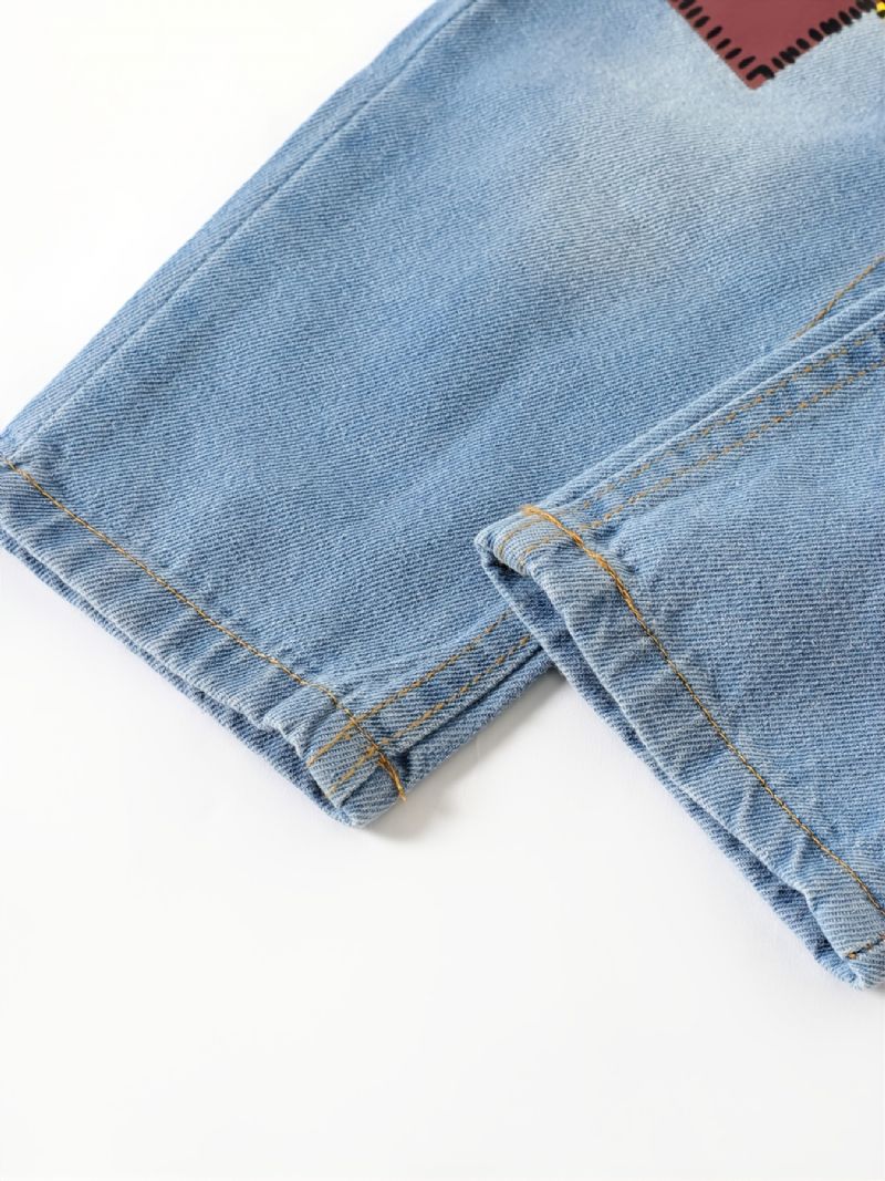 Flickor Casual Modeabla Jeans Med Lappad Design