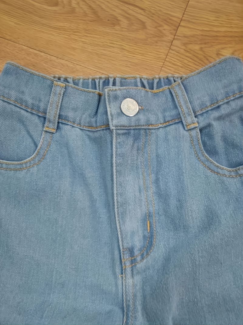 Flickor Casual Solid Lösa Raka Ben Jeans För Vintern